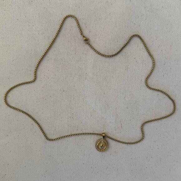 Y2K 2000s Gold Sun Pendant Necklace Unisex Circular Charm Jewelry New - Picture 5 of 8